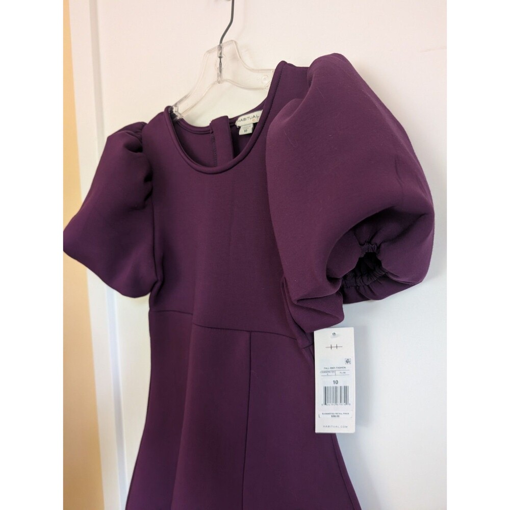 NWT Habitual Girl Puff Sleeve Dress Girl's 10 Purple Formal Event Party Wedding - Picture 2 of 9